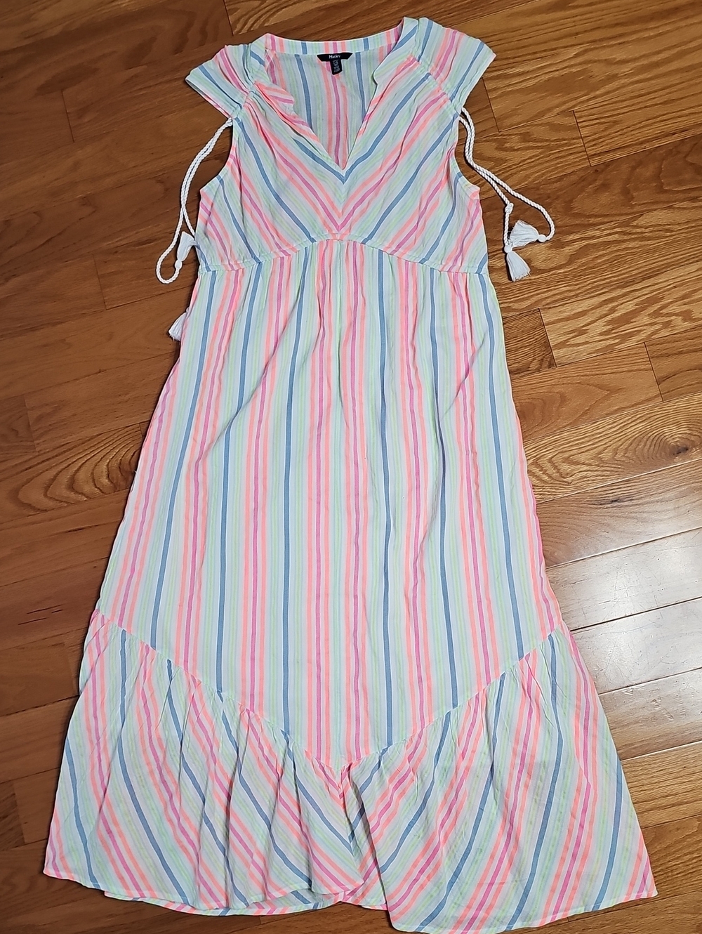 Sleeveless Pastel Stripe Maxi Dress